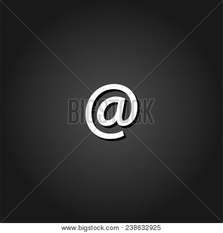 E-mail Icon Flat. Simple White Pictogram On Black Background With Shadow. Vector Illustration Symbol