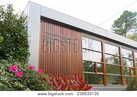 Holten, Netherlands - April 29, 2018: Modern Information Center At The Entrance Of The Holten Canadi