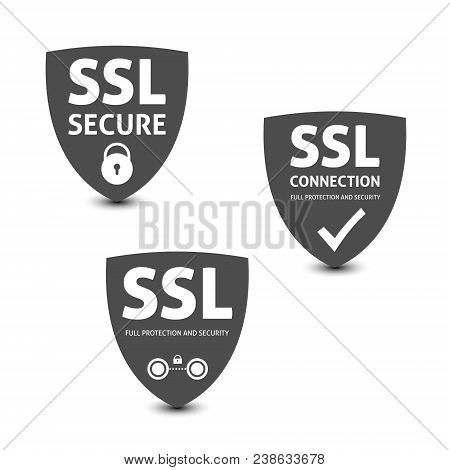 Ssl Secure Connection Banners On White Background. Vector Illustration.