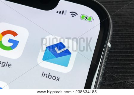Sankt-petersburg, Russia, April 27 2018: Google Inbox By Gmail Application Icon On Apple Iphone X Sm