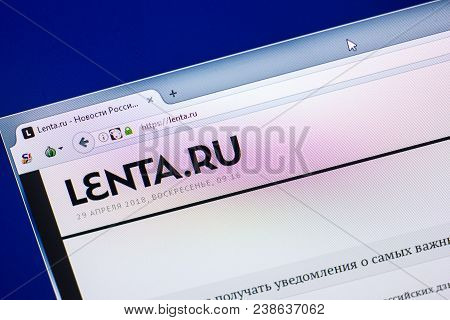 Ryazan, Russia - April 29, 2018: Homepage Of Lenta Website On The Display Of Pc, Url - Lenta.ru.