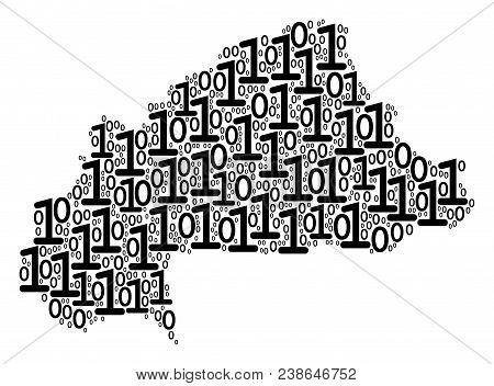 Burkina Faso Map Composition Icon Of Zero And Null Digits In Various Sizes. Vector Digital Symbols A