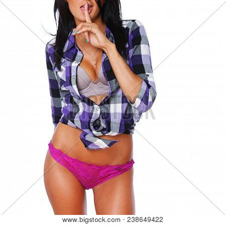 Portrait Of Sexy Brunet Posing In Studio