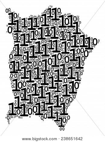 Penang Island Map Collage Icon Of Binary Digits In Variable Sizes. Vector Digits Are Scattered Into 