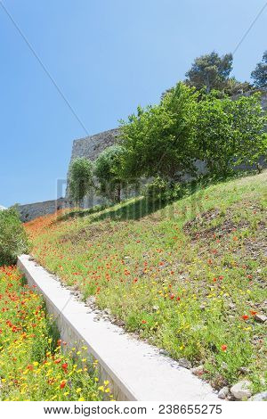 Vieste, Italy, Europe - Old City Wall At The Historic Fortress Of Vieste
