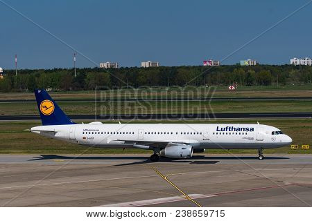 Berlin Germany - April 21. 2018: Lufthansa Airbus A321 At Berlin Tegel Airport