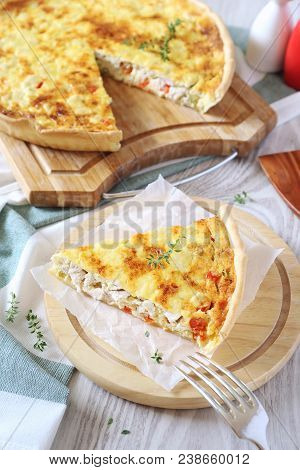 Chicken And Bell Pepper Quiche, French Cuisine