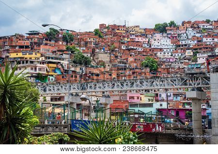 Caracas, Venezuela, 05.01.2018: View Of The Most Popular Suburb In Petare.