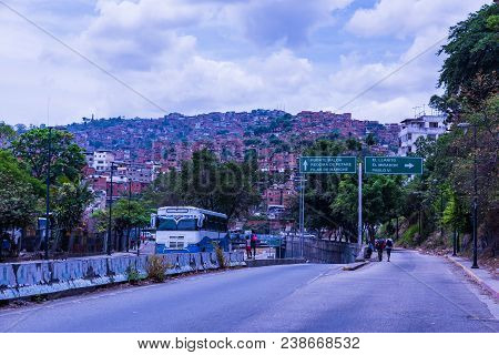 Caracas, Venezuela, 05.01.2018: View Of The Most Popular Suburb In Petare.