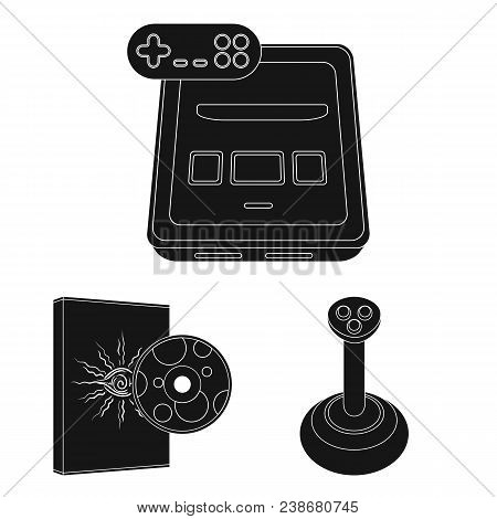 Game Console And Virtual Reality Black Icons In Set Collection For Design.game Gadgets Vector Symbol