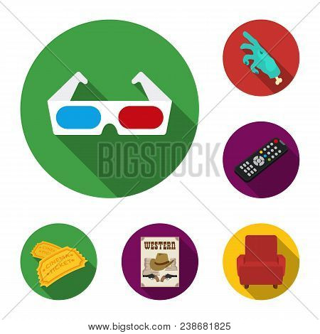Films And Cinema Flat Icons In Set Collection For Design.movies And Attributes Vector Symbol Stock  