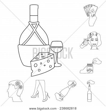 Manipulation By Hands Outline Icons In Set Collection For Design. Hand Movement Vector Symbol Stock 