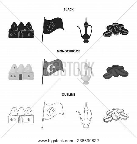 House Hive, National Flag, Coffee Pot Copper, Grains Coffee.turkey Set Collection Icons In Black, Mo