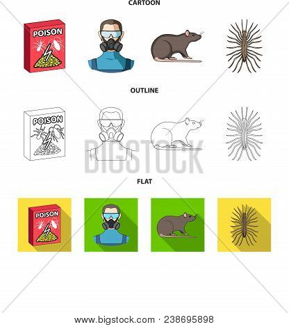 Staff, Packing With Poison And Pests Cartoon, Outline, Flat Icons In Set Collection For Design.pest 