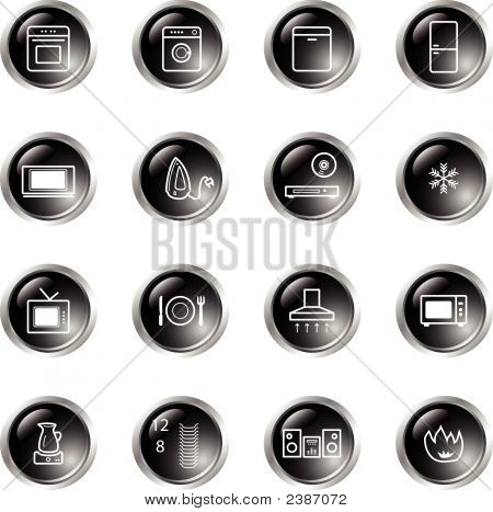 Black Drop Household Goods Icons