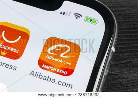 Sankt-petersburg, Russia, April 27, 2018: Alibaba Application Icon On Apple Iphone X Smartphone Scre