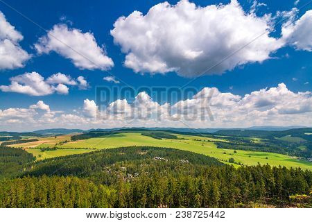Landscape View From The Ostas Table Mountain. The National Nature Reserve Adrspach-teplice Rocks, Cz