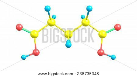 Glutaric Acid Molecular Structure Isolated On White