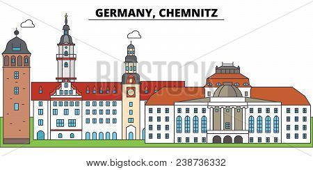 Germany, Chemnitz. City Skyline, Architecture, Buildings, Streets, Silhouette, Landscape, Panorama, 