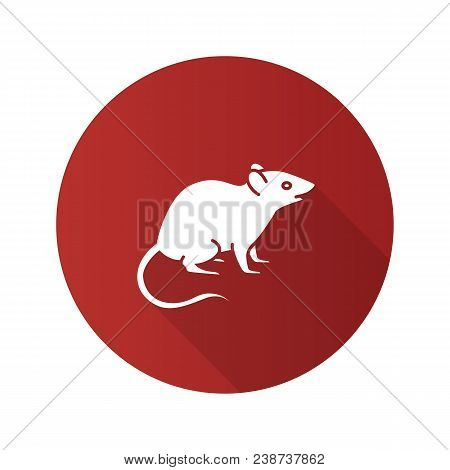 Mouse Flat Design Long Shadow Glyph Icon. Rat. Vector Silhouette Illustration