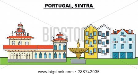 Portugal, Sintra. City Skyline, Architecture, Buildings, Streets, Silhouette, Landscape, Panorama, L