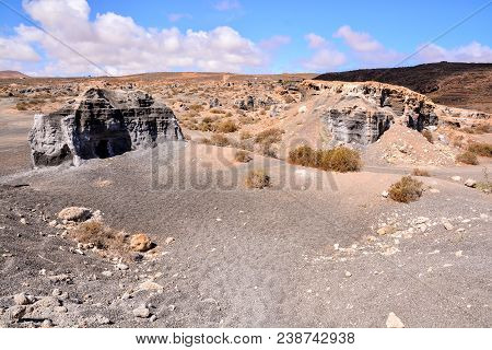 Spanish View Landscape In Lanzarote Tropical Volcanic Canary Islands Spain