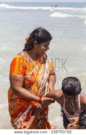 Masi Magam Festival, Puduchery, Pondichery, Tamil Nadu, India - March 1, 2018. Unidentified Indian P