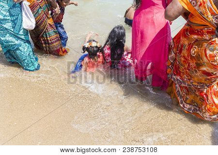 Masi Magam Festival, Puduchery, Pondichery, Tamil Nadu, India - March 1, 2018. Group Of Unidentified