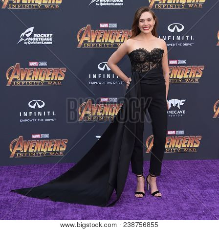 LOS ANGELES - APR 23:  Elizabeth Olsen arrives to the Marvel Studios 'Avengers: Infinity War' World Premiere  on April 23, 2018 in Hollywood, CA                