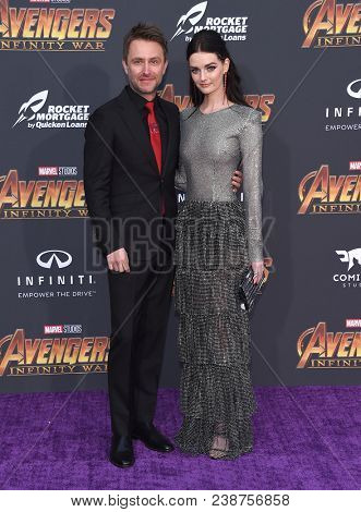 LOS ANGELES - APR 23:  Chris Hardwick and Lydia Hearst arrives to the Marvel Studios 'Avengers: Infinity War' World Premiere  on April 23, 2018 in Hollywood, CA                