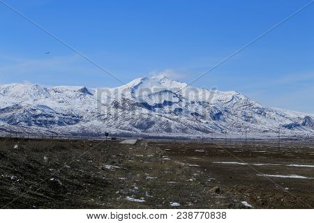 View Of Mount Ararat With Clear Blue Sky From Turkey
