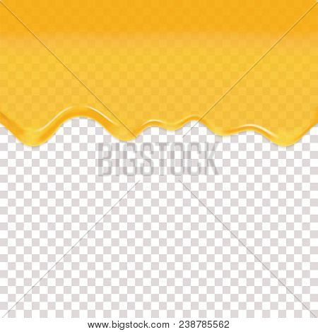 Dripping Honey On A Transparent Background. Honey Splash, Sweet Syrip. Vector Illustration