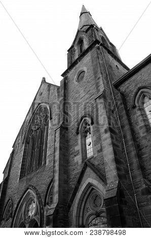 An Exterior View Of A Church Building In Penrith, Cumbria, England