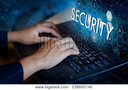 Press Enter Button On The Computer. Key Lock Security System Abstract Technology World Digital Link 