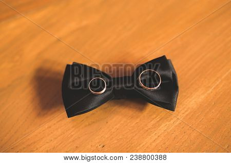 Two Golden Wedding Rings Isolated Background Concept.