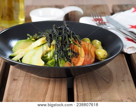 Codium - Velvet Horn - Spongeweed In Salad With Avocado.
Edible Green Seaweed In The Family Codiacea