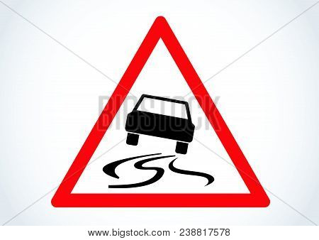 Vector Design Of Traffic Sign Road Slipper When Wet Or Dirty