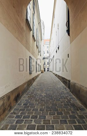 Vienna, Austria - 15 April 2018: The Quiet Narrow Street Of Vienna.