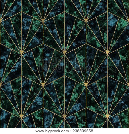 Art Deaco Pattern With Marble And Malachite Texture