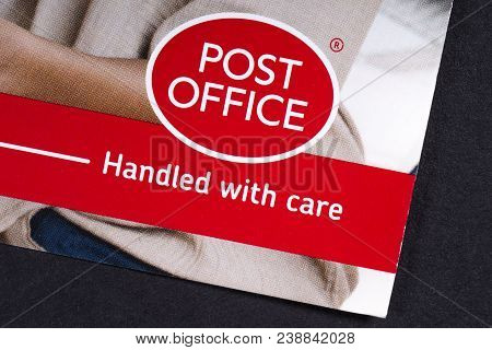 London, Uk - March 27th 2018: A Close-up Of The Post Office Logo, Pictured On An Information Leaflet