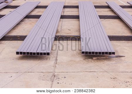 Construction: Rectangular Steel Tube With Anti-rust Paint Preparing For Fabrication Of Structural Wo