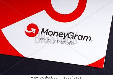London, Uk - March 27th 2018: A Close-up Of The Moneygram Logo On An Information Leaflet, On 27th Ma