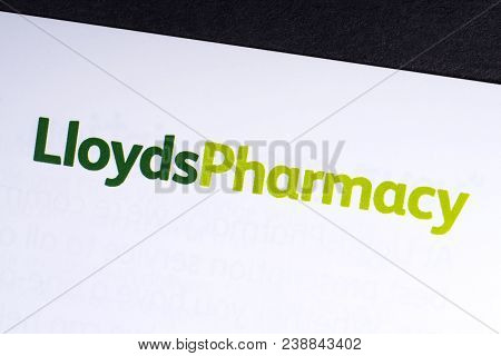 London, Uk - March 27th 2018: A Close-up Of The Lloyds Pharmacy Logo On An Information Leaflet, On 2