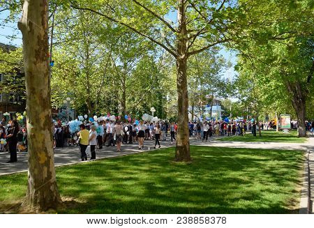 Slavyansk-on-kuban, Russia - May 1, 2018: Celebrating The First Of May, The Day Of Spring And Work. 