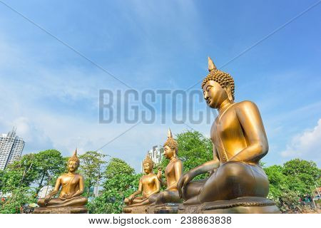 Colombo, Sri Lanka - March 24, 2016: Buddha Statues At Seema Malaka Temple In Colombo, Sri Lanka.