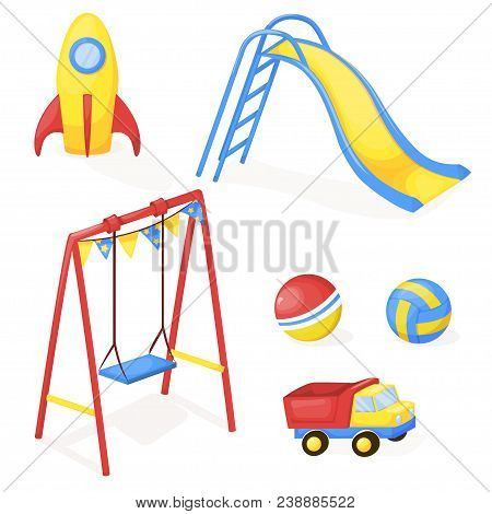Playground Park Cartoon Vector Fun Play Kid Kindergarten Illustration Child Outdoor Equipment. Child