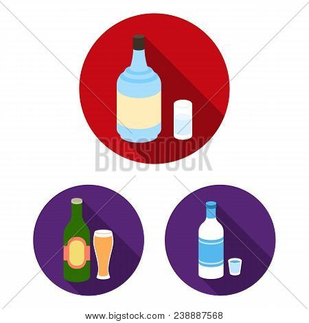 Types Of Alcohol Flat Icons In Set Collection For Design. Alcohol In Bottles Vector Symbol Stock  Il