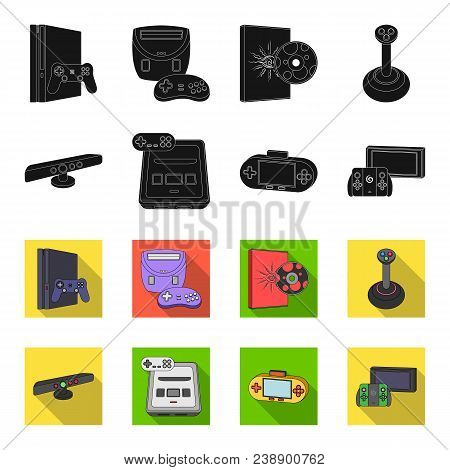Game And Tv Set-top Box Black, Flet Icons In Set Collection For Design.game Gadgets Vector Symbol St