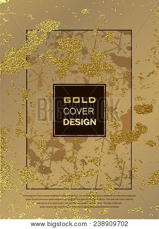 Abstract Gold Glitter Grunge Vector Background. Golden Trendy Modern And Stylish Minimal Design For 