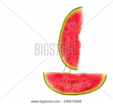 Watermelon Boat Crative Layout Isolated On White Background
